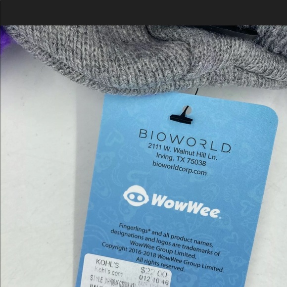 Fingerlings Monket Hat & Glove Set Gray Purple NEW - Picture 3 of 5